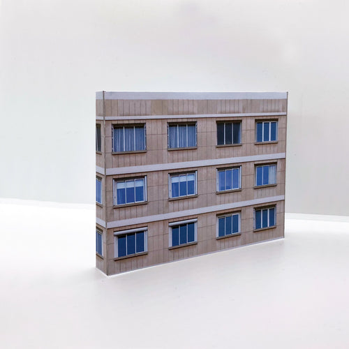 low relief model railway apartment building