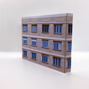 low relief model railway apartment building