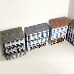 N gauge low relief town buildings