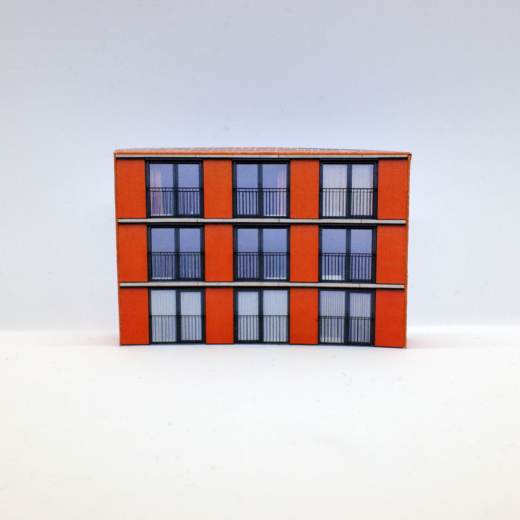 1:148 Printable Card N Gauge Model Railway Building Residential Flats (LR-R-004)
