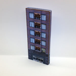 Printable 1:148 Card N Gauge Model Railway Building Residential  Flats (LR-R-007)