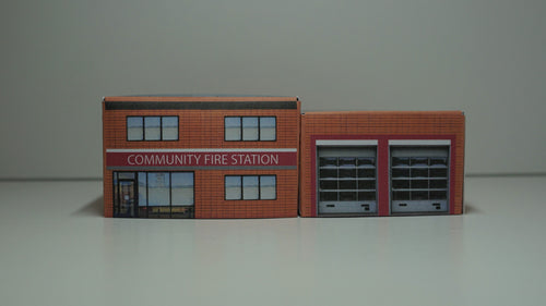 N Gauge fire station viewed from the front