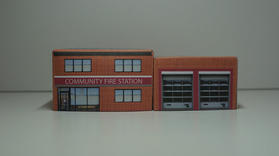 N Gauge fire station viewed from the front