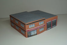 Load image into Gallery viewer, N Gauge fire station viewed from above and to the side