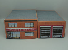 Load image into Gallery viewer, N Gauge fire station viewed from above and the front