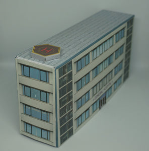 N Gauge hospital viewed from the side and above