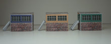 Load image into Gallery viewer, 3 N Gauge signal boxes of different colours viewed from the front