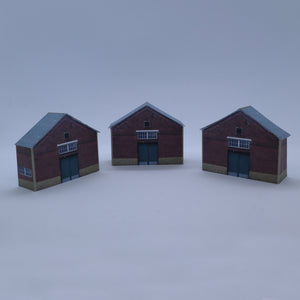 3 small T Scale Warehouses