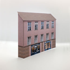 low relief n gauge building with two shops