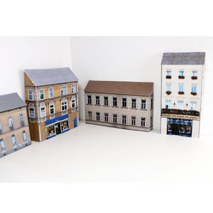 Low relief OO gauge buildings and town scene