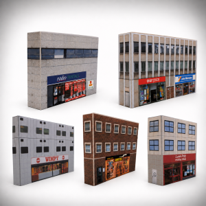 1990's shops and offices for model railway layouts